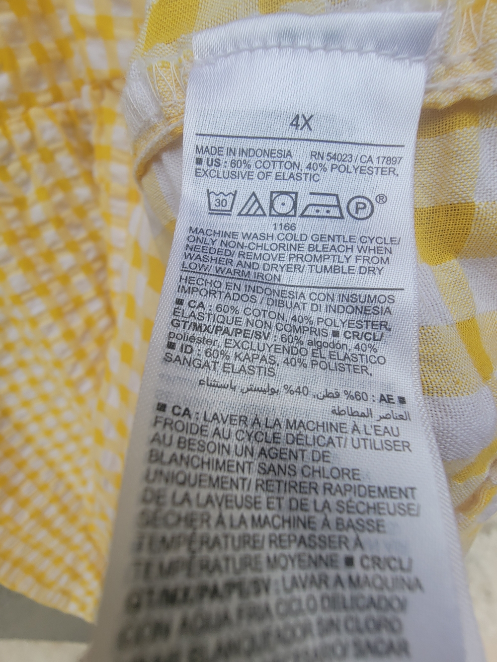 Old Navy Yellow Gingham Puff-Sleeve pickets Mini Dress summer seesucker - Picture 7 of 12